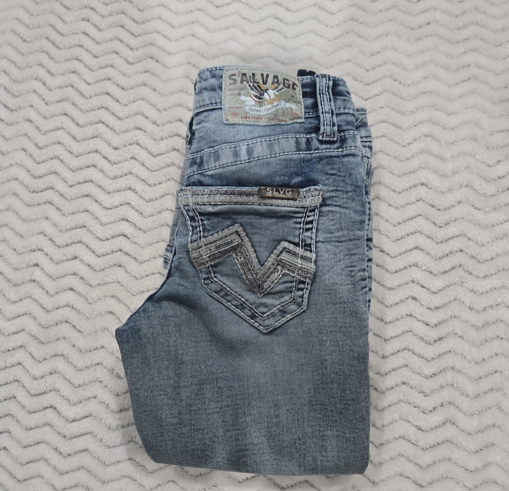 Salvage Light Blue Kids Denim Jeans with V-Stitched Pocket